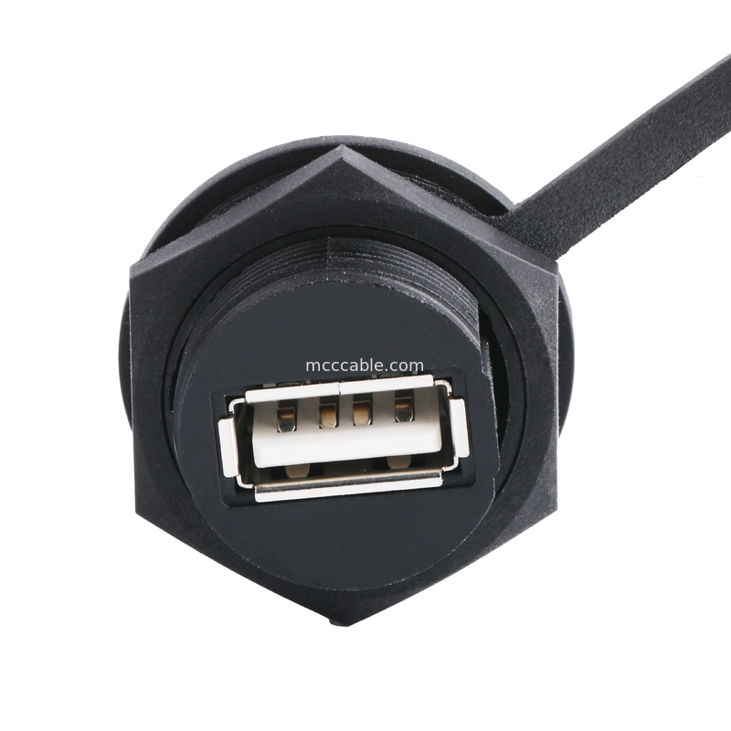 USB 2.0 A أنثى موصل مع درع وغطاء إلى USB 2.0 A كابلات USB مصممة للقياس
