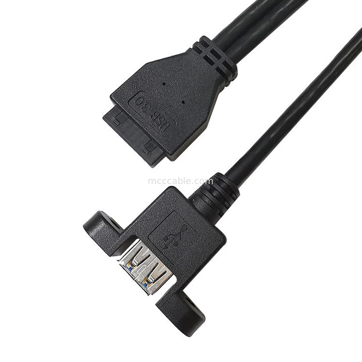 USB 3.0 لوحة التركيب A x2 إلى 20 دبوسًا من الأسلاك المخصصة للوحة الأم