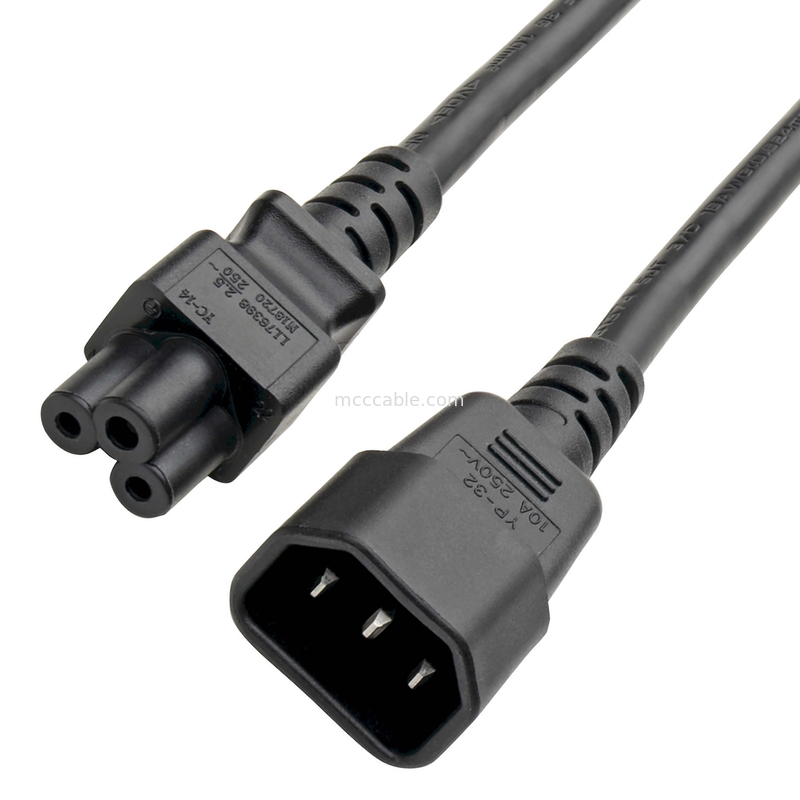 محولات الصلة C14 إلى C5 محول الطاقة السلك 7a 250v 18 Awg