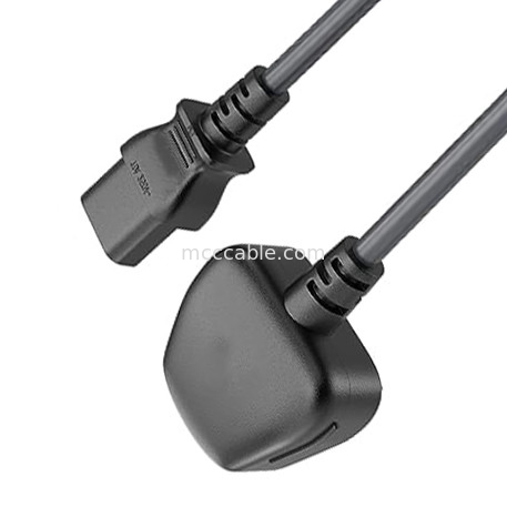C13 إلى المملكة المتحدة سلك التيار الكهربائي Bs1363 18awg 250v الطول مناسب لمعظم أجهزة الكمبيوتر والطابعات وغيرها من الأجهزة
