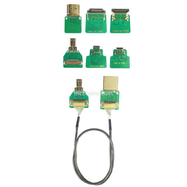 محولات الموصولات MIPI OEM ODM محول كابل HDMI Micro Straight Head HDMI-D-180° إلى 20454-220-02 20455 20453