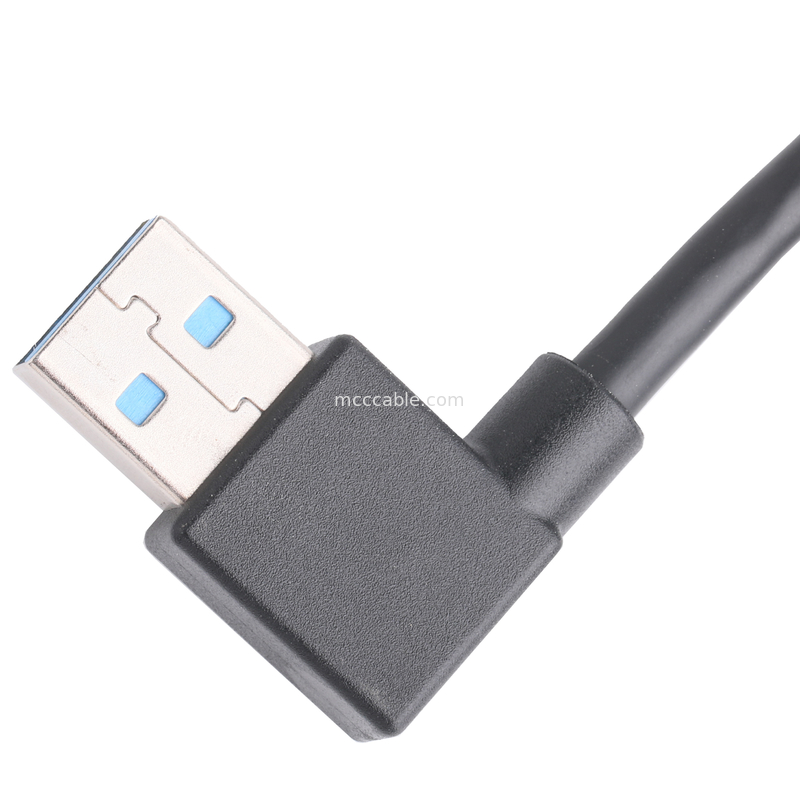 أسود USB3 0 كابل Am 90 درجة انحناء جانبية إلى Af نصف حزمة نوع المسمار