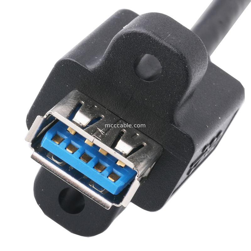 أسود USB3 0 كابل Am 90 درجة انحناء جانبية إلى Af نصف حزمة نوع المسمار