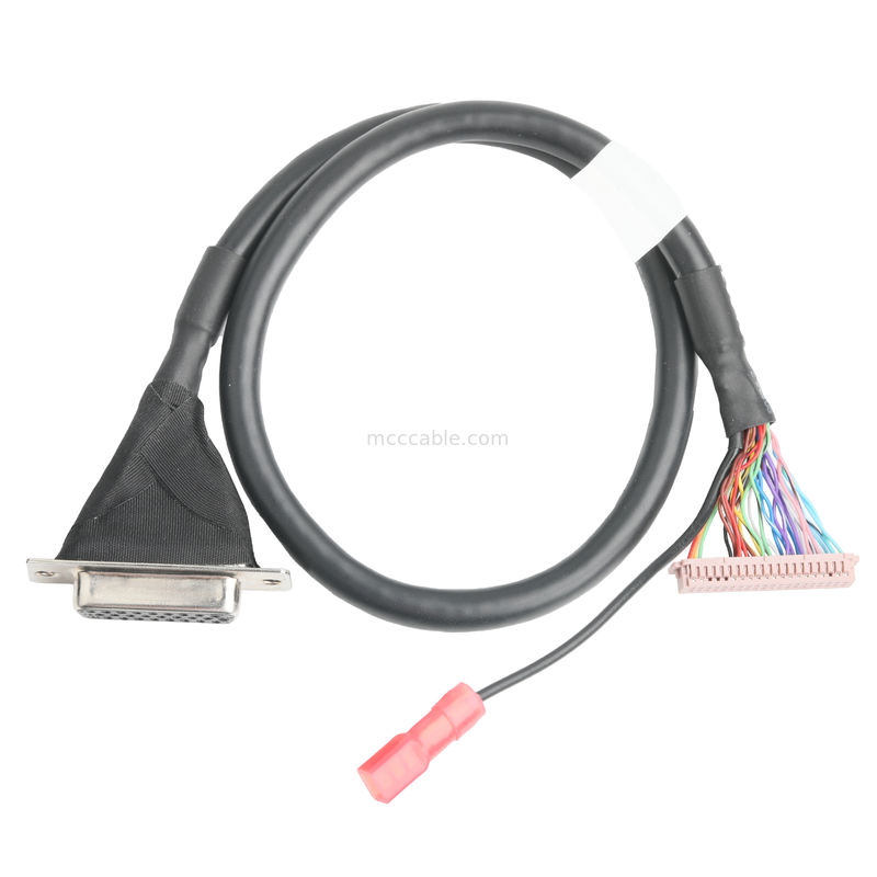 مجموعة كابلات Lvds  DF13-40Pin Pitch 1.25mm إلى HD-SUB 26P FEMALE SLODER UL 1007 20AWG كابل OEM / ODM