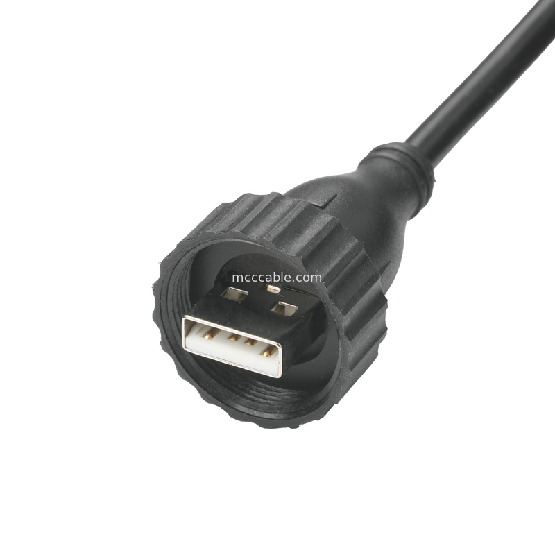 USB2.0 نوع A الذكور نوع M واجهة مقاومة للماء إلى كابل USB2.0 كابل اتصال بيانات ثابت صناعي للسيارة