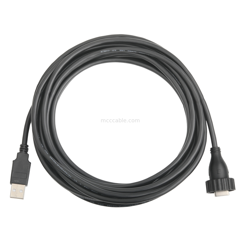 USB2.0 نوع A الذكور نوع M واجهة مقاومة للماء إلى كابل USB2.0 كابل اتصال بيانات ثابت صناعي للسيارة