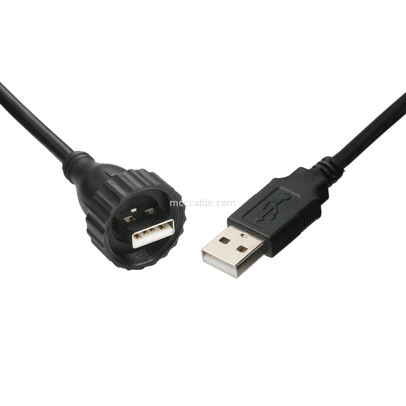 USB2.0 نوع A الذكور نوع M واجهة مقاومة للماء إلى كابل USB2.0 كابل اتصال بيانات ثابت صناعي للسيارة