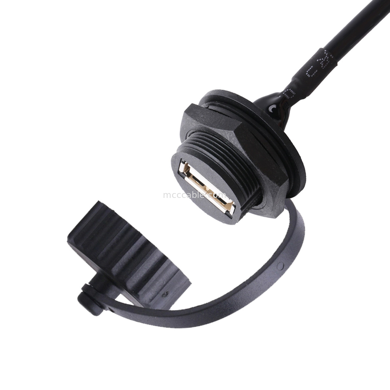 USB 2.0 A أنثى موصل مع درع وغطاء إلى USB 2.0 A كابلات USB مصممة للقياس
