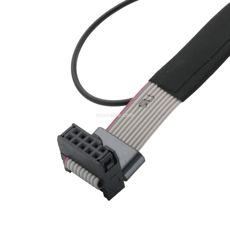 IDC FC-10P و TER M4 مساحة 1.27mm رابط الكابل الأرضي مع سلك الحلق UL2651 28AWG كابل OEM / ODM