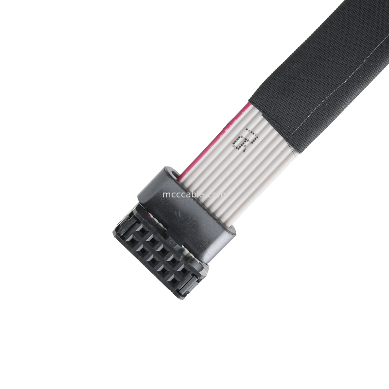 IDC FC-10P و TER M4 مساحة 1.27mm رابط الكابل الأرضي مع سلك الحلق UL2651 28AWG كابل OEM / ODM