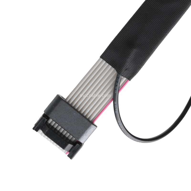 IDC FC-10P و TER M4 مساحة 1.27mm رابط الكابل الأرضي مع سلك الحلق UL2651 28AWG كابل OEM / ODM