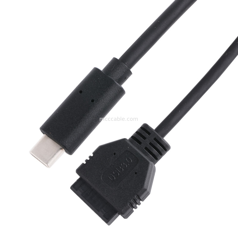 20P نسائية USB 3.0 نوع C إلى كابل محول IDC المقاوم الداخلي الأسود سلك PVC OEM ODM