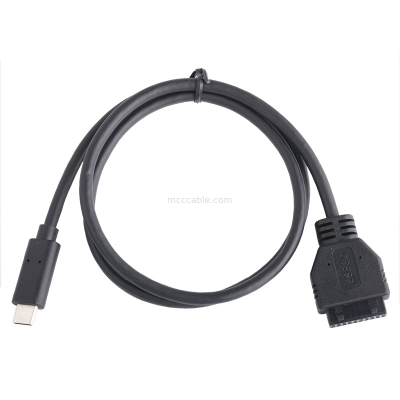 20P نسائية USB 3.0 نوع C إلى كابل محول IDC المقاوم الداخلي الأسود سلك PVC OEM ODM
