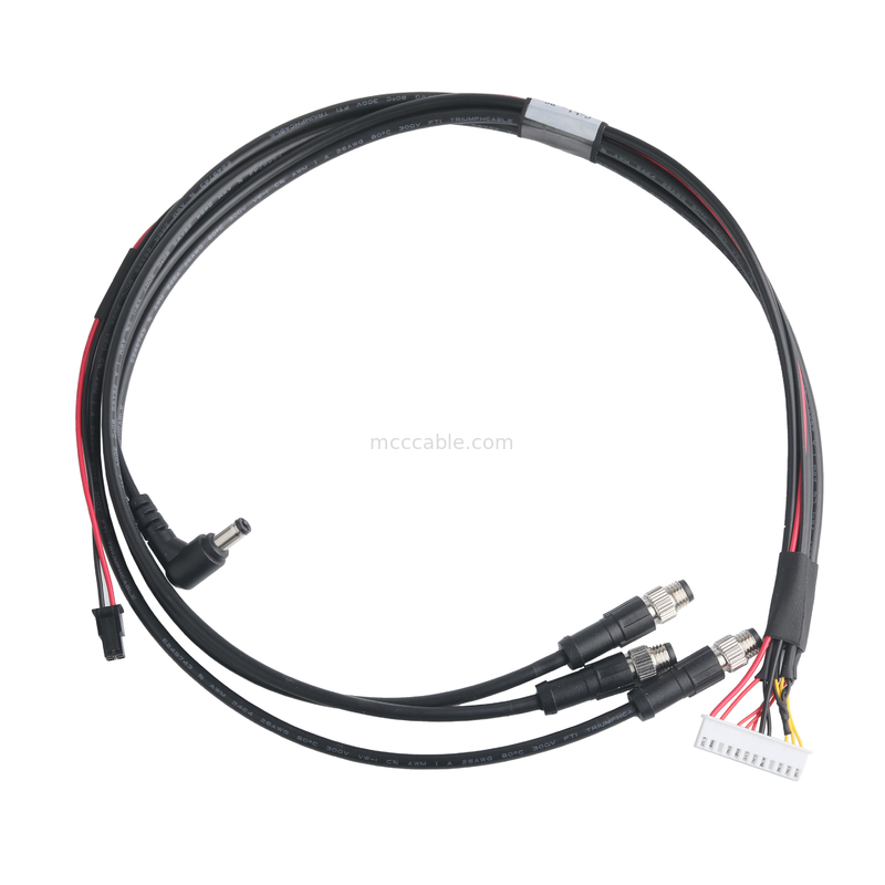 تجميع كابل XHB-12P إلى M8 CONN وDC CONN أو 43025-0400 CONN Pitch 3.0mm OEM / ODM