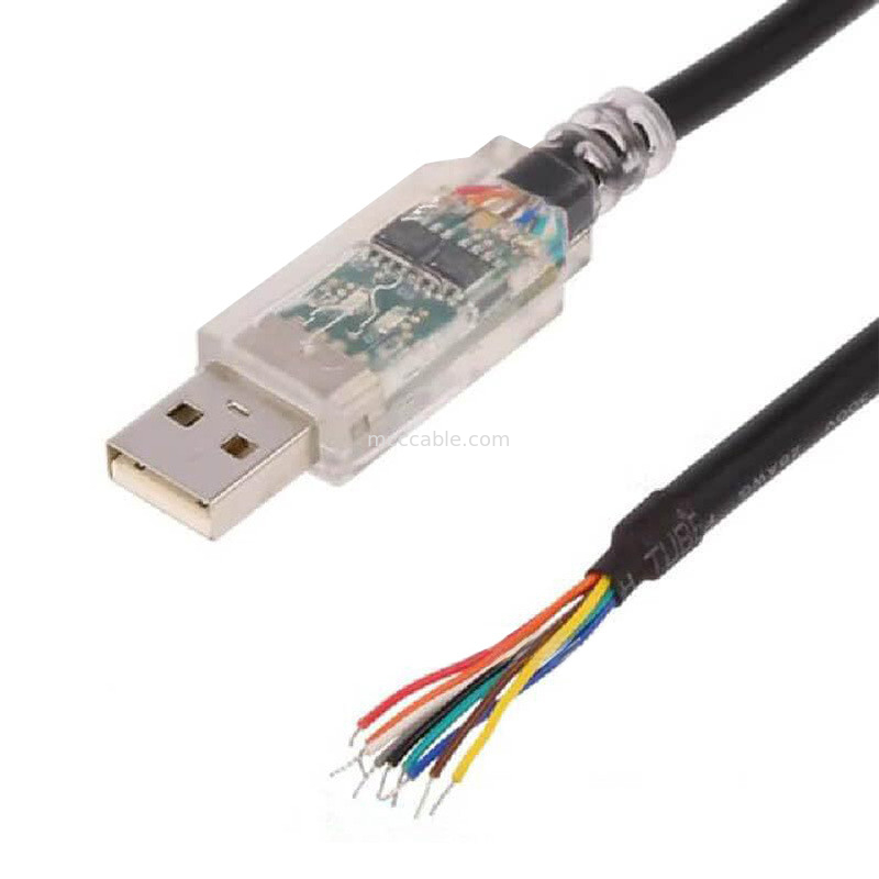 سلك صناعي مخصص RS-422 كابل البروتوكول التسلسلي USB-RS422-WE-1800-BT إلى سلك نصف محطم