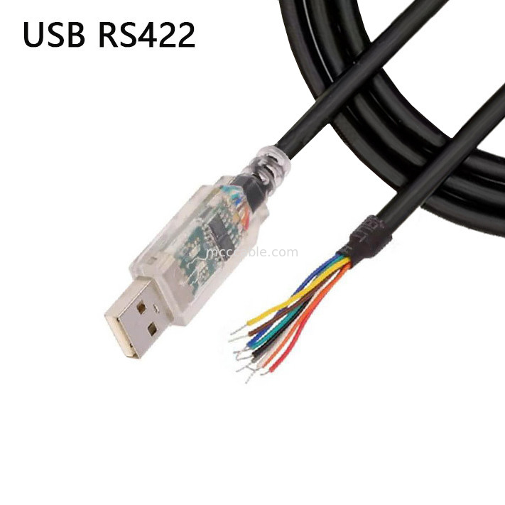 سلك صناعي مخصص RS-422 كابل البروتوكول التسلسلي USB-RS422-WE-1800-BT إلى سلك نصف محطم