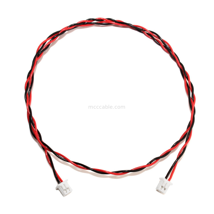 كابل موصل JST XHP-2 22AWG UL1007 أسود أحمر 2P لاصق