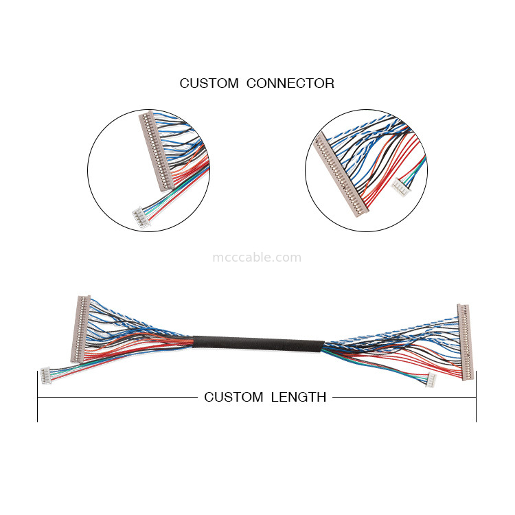 250V 20 Pin Lvds Cable  Df14 إلى Df14 لموصل شاشة الكمبيوتر المحمول lvds
