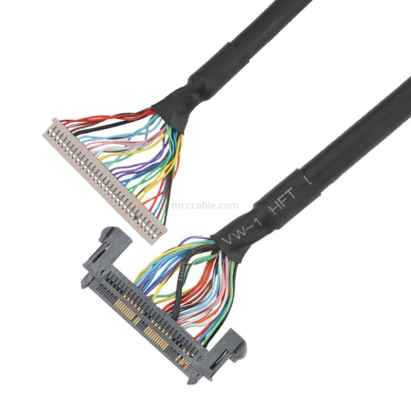1.25mm DF14-30S-1.25C إلى JAE 0.5mm FI-RE51HL LVDS EDP Cable Assembly