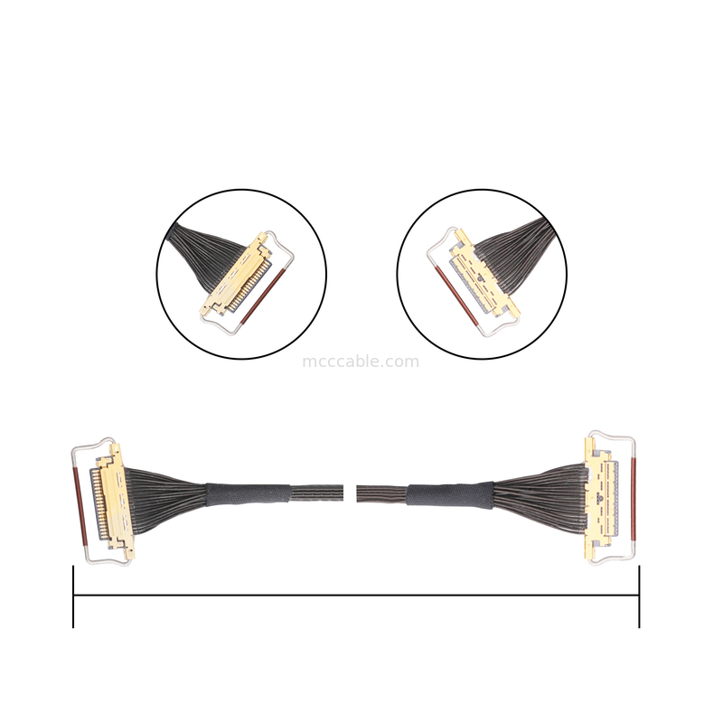 مجموعة كبلات OEM Lvds 0.5 مم الملعب 20453-220t-03 نوع التزاوج الأفقي موصل متحد المحور
