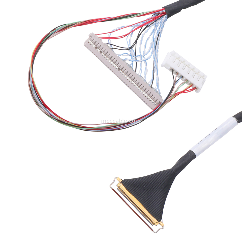 مخصص 40 دبوس Lvds كابل الجمعية 0.5 مللي متر الملعب LCD lvds كابل التزاوج الأفقي نوع الموصل الصغير المحوري