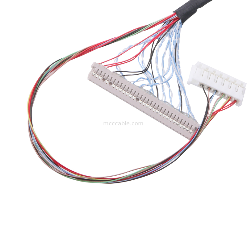 مخصص 40 دبوس Lvds كابل الجمعية 0.5 مللي متر الملعب LCD lvds كابل التزاوج الأفقي نوع الموصل الصغير المحوري