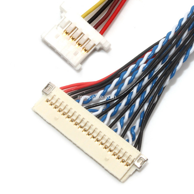 30 Pin LVDS Cable Assembly 1.0mm 1.25mm Contact Pitch Df19 إلى Df14.5