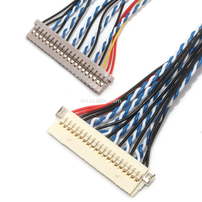 30 Pin LVDS Cable Assembly 1.0mm 1.25mm Contact Pitch Df19 إلى Df14.5