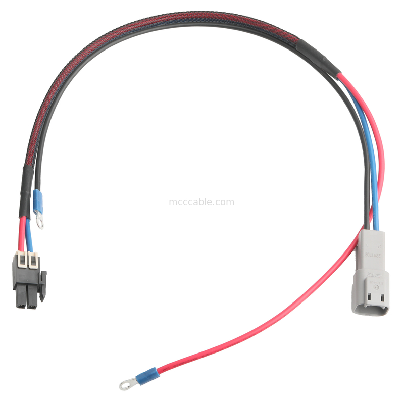 رابط MOLEX 1716920202 Megg-Fit Plug مساحة السقف 5.7mm 1 * 2P إلى TE Plug DT04-2P و KT RVL2-4 OEM / ODM