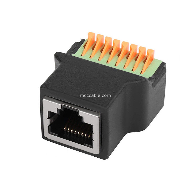 بروتوكول RJ45 إلى محطة اتصال سريعة 8Pin Core بدون لحام شبكة رأس كريستال 8P8C الإناث ، مع خيط