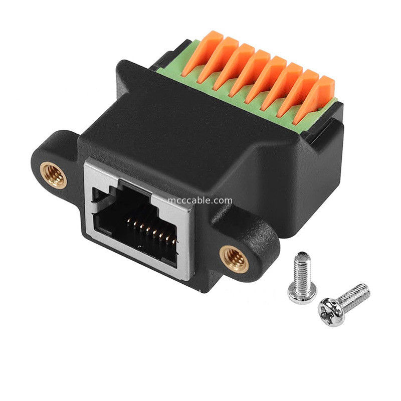 بروتوكول RJ45 إلى محطة اتصال سريعة 8Pin Core بدون لحام شبكة رأس كريستال 8P8C الإناث ، مع خيط