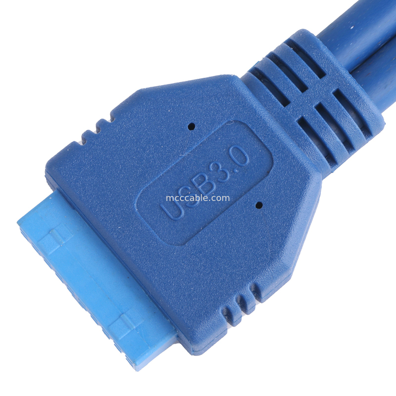USB 3.0 Cable Assembly, 20-Pin Dual IDC Blue Connectors, UL 2725 Compliant