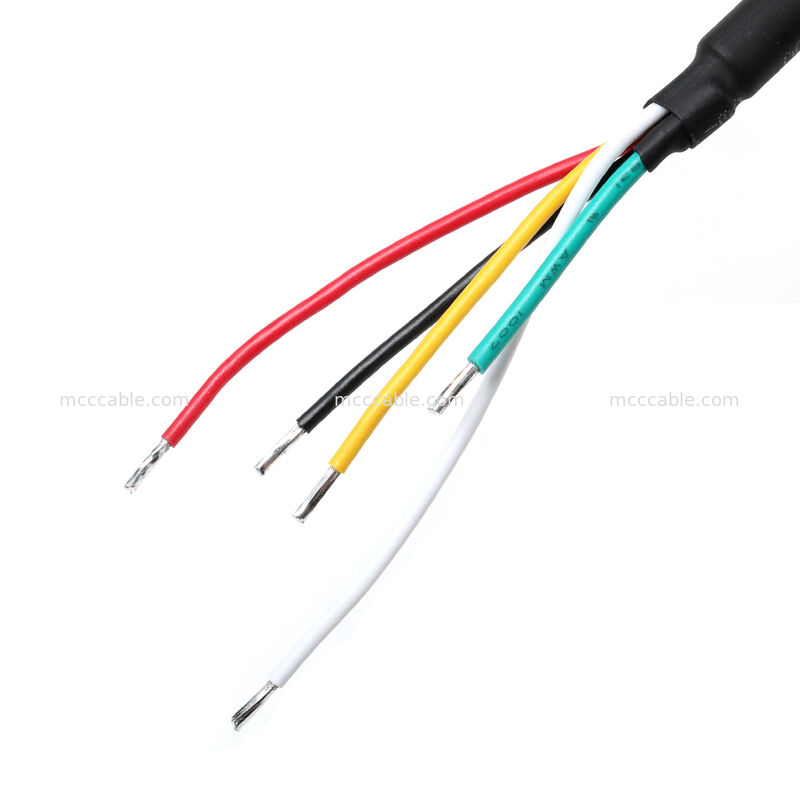 تجميع كابل طاقة محمي حسب الطلب مع 18AWG 4-Core Crimp Terminals